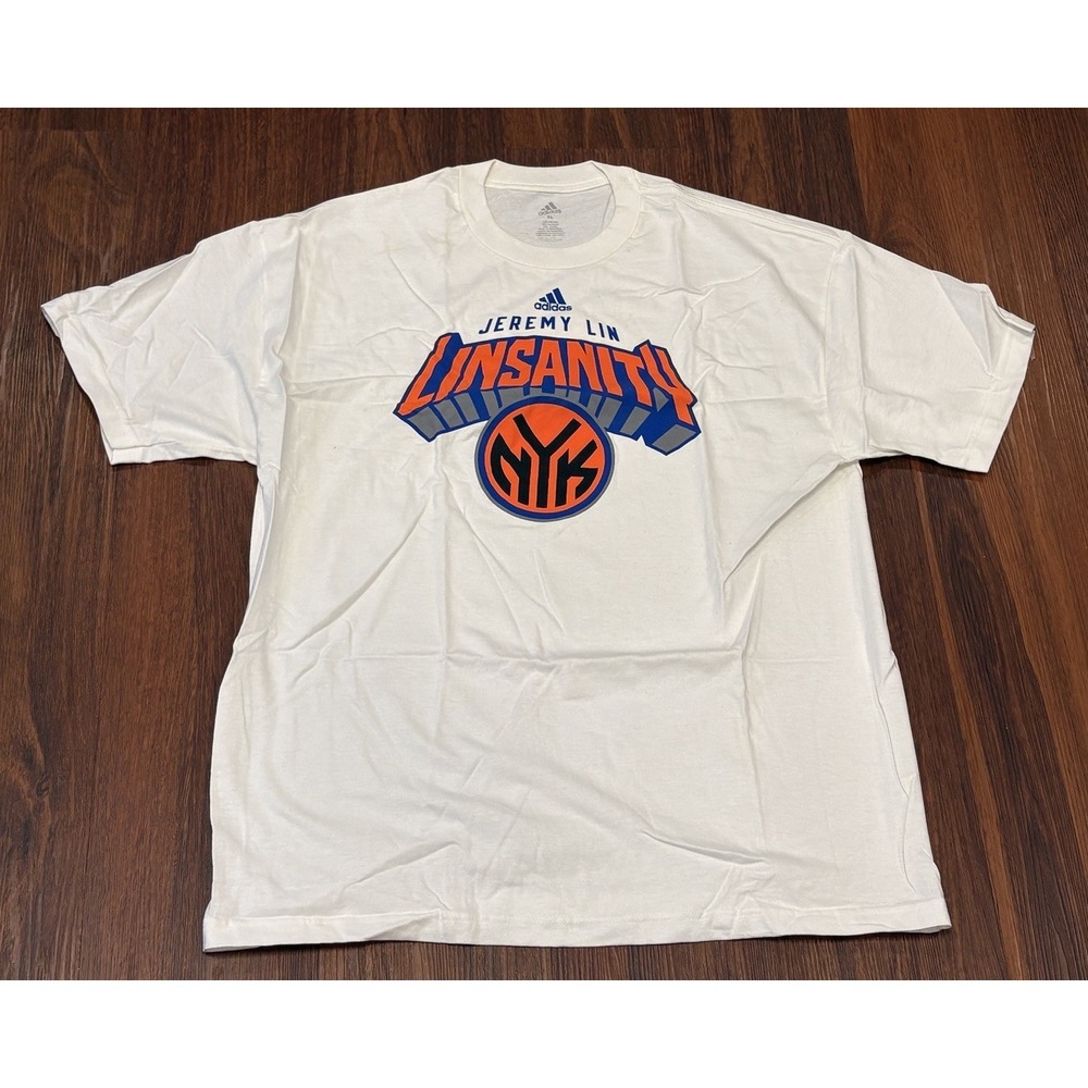 Adidas Jeremy Lin 17 New York Knicks Linsanity NBA Jersey Style T-Shirt Men's XL - Picture 4 of 12